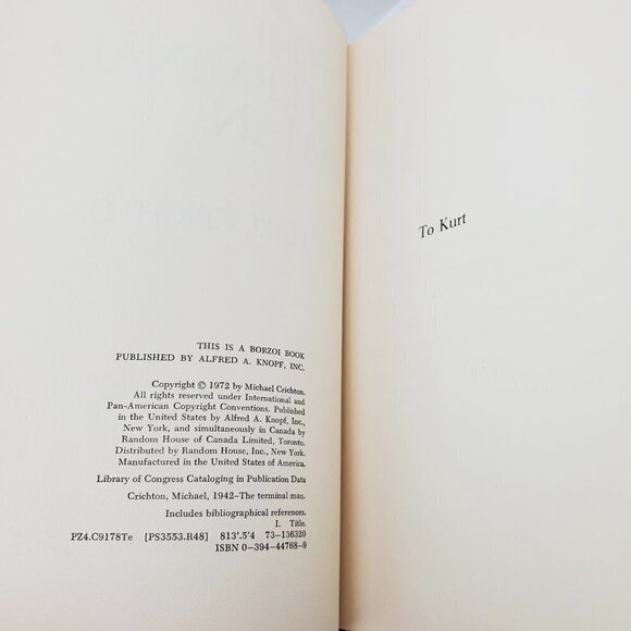 Michael Crichton Terminal Man 1972 Book Hardcover VTG Sci-Fi Potentially Unread - Picture 3 of 14